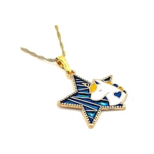 Unicorn Tek Boynuz Yildiz Sari Çelik Kadin Kolye Zincir Q0534 552942849