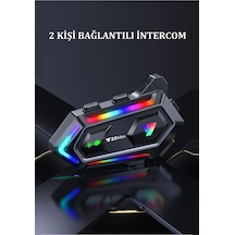 2 Intercom Bağlantılı Rgb Işıklı Bluetooth Motosiklet Kask Kulaklık Bt5.3 Stereo Su Geçirmez