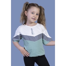 Toontoy Kids Toontoy Kız Çocuk Reflektör Detaylı Garnili Tişört Yeşil