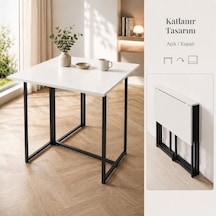 Workcomo Katlanır Çalışma Masası Yemek Masası Mutfak Masası Balkon Masası Siyah - Beyaz