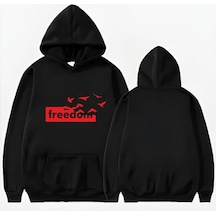 Startmore Freedom Kuş Baskılı Kapişonlu Sweatshirt Siyah