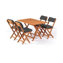 4+1 Minderli Balkon Bahçe Mutfak Bistro Set Katlanır Masa-sandalye 120x70-antrasit Ahşap