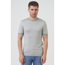 White Stone Seattle 16024 Slim Fit Sıfır Yaka T-shirt Gri - Gri