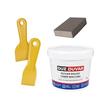 Tr 4'lü Duvar Tamir Seti Beyaz 1000 Gr Dolgu Tamir Macunu + 2 Adet Plastik Spatula + Kübik Zımpara 0.25 KG