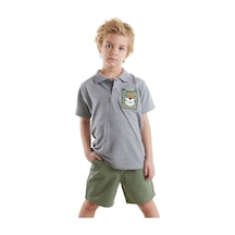 Denokids Kaplan Erkek Çocuk Polo Yaka T-shirt Şort Takım Çok Renkli
