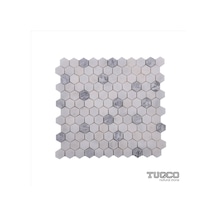 Tuqco Doğaltaş 1" Hexagon Muğla B. - Gümüş Honlu Mermer Mozai