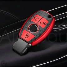 Mercedes A B C E S G Serisi Gl Gla Glc Cla Cls Amg Deri Görünüm Tpu Anahtar Kılıfı Kırmızı