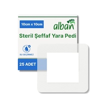 Steril Yara Pedi, Poliüretan 10cmx10cm Pansuman Yara Örtüsü, Steril Tekli Paketlerde 25li Kutuda