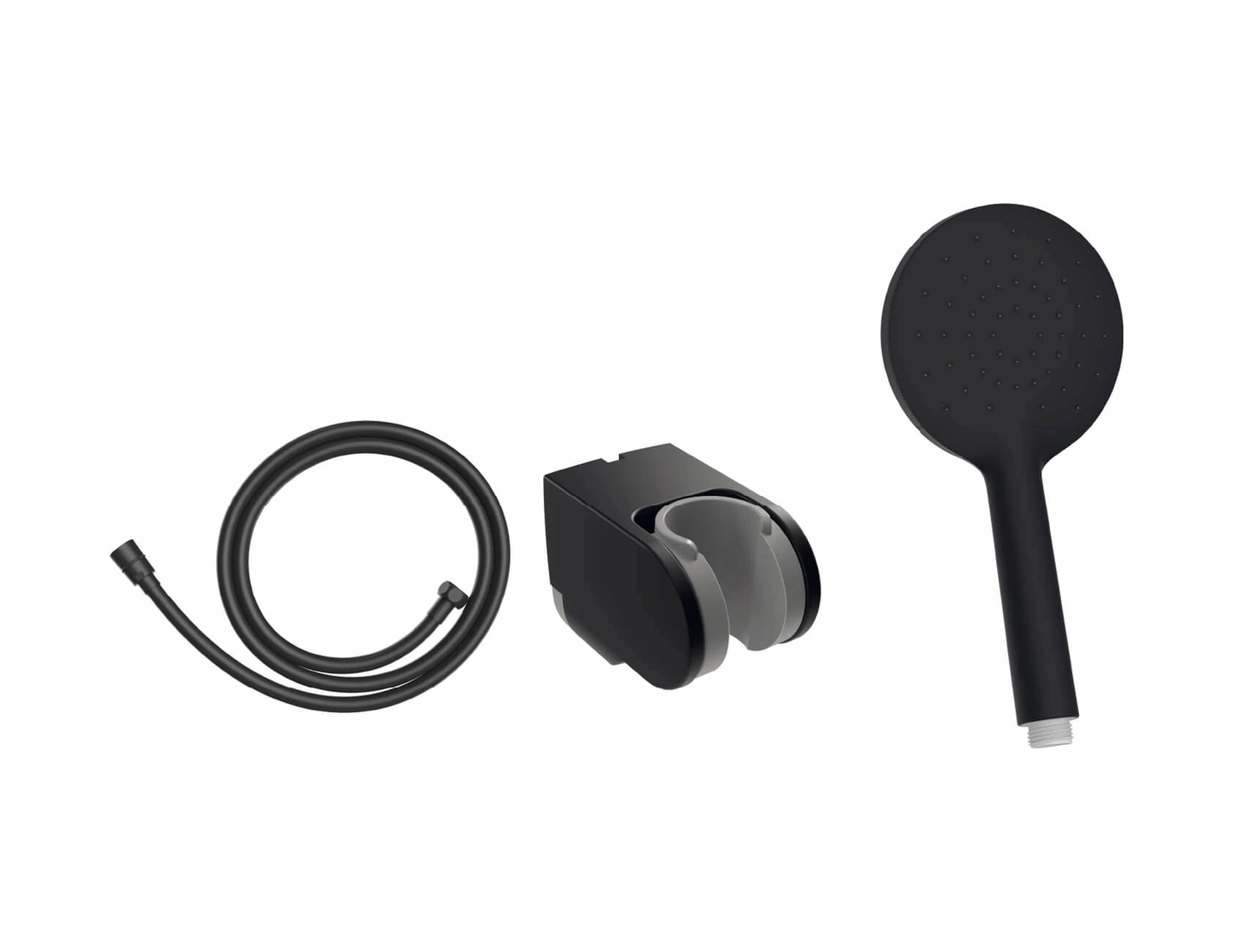 Kireç Kırıcılı El Duşu Seti Mat Siyah Yuvarlak Siyah