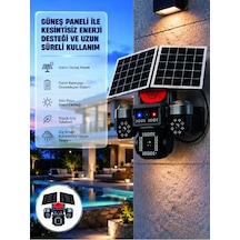 Mey İthalat Güneş Enerjili 4 Lensli Dış Mekan Güvenlik Kamerası Ip66 Su Geçirmez