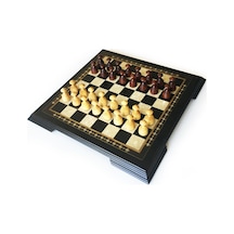 Helena Wood Art Masif Ahşap Koyu Dama Takımı 42 Cm Kahve-50mm