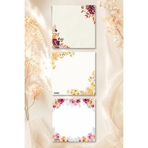 Çiçek Bloknot - 9 9 Cm Ebat- 50 Yaprak - Notepad - Memopad - Çizgisiz Not Kağıdı- To Do List - 3584
