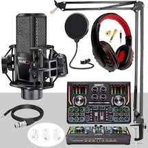 Midex MX-2020 Titanium Set Efektli Ses Kartı Mikrofon Kulaklık Stand Kayıt Canlı Yayın (PC ve Telefon)