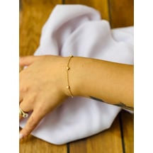Mor Takı Minimal Kalp Detaylı Çelik Bileklik