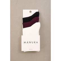 Manuka 3lü Set Çorap Siyah-bordo-ekru Aw25crp00003-9992 Siyah-bordo-ekru