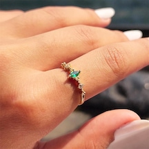 Fasekgold Mekik Taşlı Zümrüt Angola Fantezi 925 Ayar Gümüş Yüzük