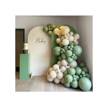 Pastel Küf Yeşili Ve Sütlü Kahve Balon Zinciri 100 Adet Mix