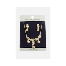 Damla Zirkon Taşlı Set Kolye Altın