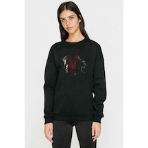 Metal Gear Solid V The Phantom Baskılı Siyah Kadın Sweashirt (534626154)