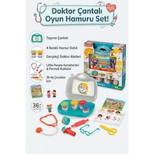 Little People Çantalı Doktor Muayene Seti Ve 4 Renkli Oyun Hamuru Çok  Renkli