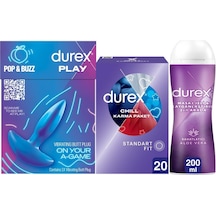 Durex Titreşimli Anal Plug Tıkaç + Chill Karma Paket Prezervatif 20'li + Aloe Vera Kayganlaştırıcı Jel 200 ML