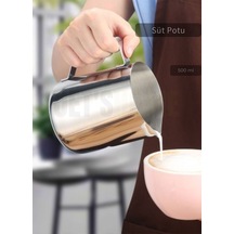 Süt Potu Paslanmaz Süt Köpürtme Sürahisi Çelik Pitcher 500 Ml
