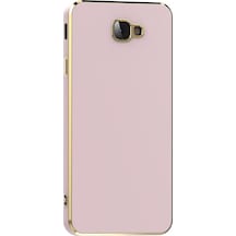 Galaxy J7 Prime Kılıf Kamera Korumalı Altın Kenar Tasarım Silikon