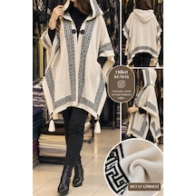 Genel Markalar Novea Scarf Kapşonlu Şık Panço Krem - 938338340 Krem