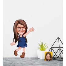 Kişiye Özel Kız Çocuk Karikatürlü Duvar Sticker 50X70CM 4