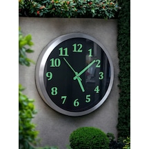Fosforlu Gece Karanlıkta Parlayan Metal Duvar Saati Çap 30 Cm Siyah