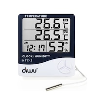 Diwu Htc-2 Problu Termometre Nem Ölçer Saat Takvim N11.208