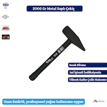 Metal Saplı Çekiç 2000 Gr Dövme Çelik Profesyonel Ergonomik Tamirat Montaj Çekic