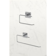 Karteya Yapışkanlı Gümüş Wc Kağıtlık Ve Rulo Havluluk Banyo Mutfak 2'li Set Krom