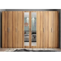 Başak 8 Kapaklı Dolap Gardırop Ceviz - Montaj Dahil