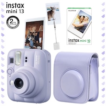 Instax Mini 13 Dreamy Purple Fotoğraf Makinesi Deri Çanta Kıskaç + 10'lu Film Hediye Seti