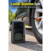 Araç İçin Lastik Şişirme Pompası Ve Led Aydınlatmalı Akü Takviye Cihazı - Lisinya