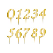 Pleksi Rakam Pasta Süsü. 12.5cm x 5cm - 1 Adet Altın 0