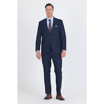 İmza Lacivert Mono Yaka Bez Ayağı Tam Astar Pamuklu 4 Drop Comfort Fit Classic Takım Elbise 1001250178 Lacivert