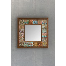 Oscar Stone Decor Masif Çerçeveli Mozaik Taş Ayna 33 Cm X 33 Cm Morocco-etnik Desen Diğer