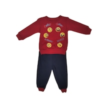 Erkek Bebek Alt Üst Takım Kırmızı Önü Smail Olan Pamuklu 86 Kırmızı