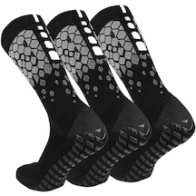 Hallow-3 Çift Kaymaz Futbolcu Çorapları Erkekler ve Kadınlar Siyah38-45