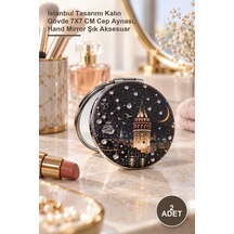 2 Adet Taşlı El Aynası İstanbul Tasarımı Kalın Gövde 7x7 Cm Cep Aynası, Hand Mirror Şık Aksesuar