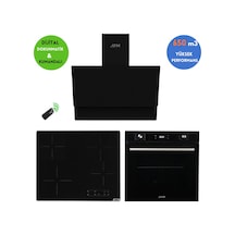 Alveus Afm Serisi Lumi Vitro FM7700 + V6-04 + FM3400B Elektrikli Cam Dijital Siyah Ankastre Set