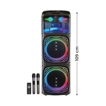 80w Çift Mikrofonlu 12x2 Woofer Ledli Bluetooth Hoparlör Bts-160-118597