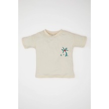 Defacto Erkek Bebek Palmiye Desenli Kısa Kollu Tişört C9362a524smer42