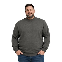 Battalmoda Erkek Büyük Beden Koyu Vizon Yarım Balıkçı Triko Kazak 3xl-4xl-5xl-6xl