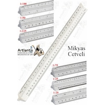 Mikyas Cetvel 1 Adet Ölçekli Üçgen Çizim Cetveli 30cm 3 Kenarlı Mimar Mühendis 1:20 1:25 1:50 1:75 1:100 1:125 Çok Renkli