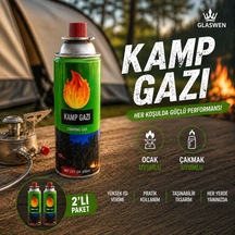 2 Adet Kamp Gazı Gaz Tüpü Portatif Ocak Kartuşu Tek Kullanımlık Pürmüz 400 Ml 227 Gr Genel