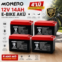 Monero 12v-14 Amper Yatık 4'lü Paket E-bıke Akü-yeni Tarihli Ebatlar:150x101x99mm