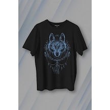 Bozkurt Kurt Kafası Wolf Mavi Baskılı Tişört Unisex T-shirt 001